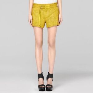 Helmut Lang Lasercut Dual Belted High Rise Lamb Leather Shorts